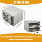 220V Commercial Pizza Oven Double-decker Electric Countertop 16” Pizza Baking Machine 3KW Stainless Steel Portable