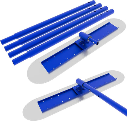 48" x 8" Concrete Bull Float Kit, Stainless Steel, 47" Adjustable Handle | Round End Finishing Trowel, Heavy Duty