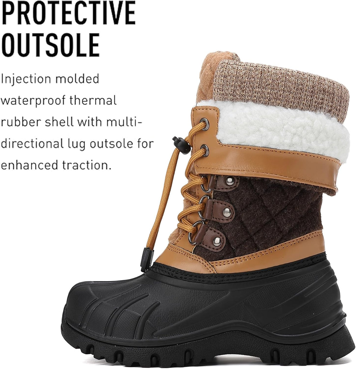 Kids Waterproof Snow Boots for Girls & Boys Winter Insulated Warm Fur Lined Non-Slip Ankle Shoes