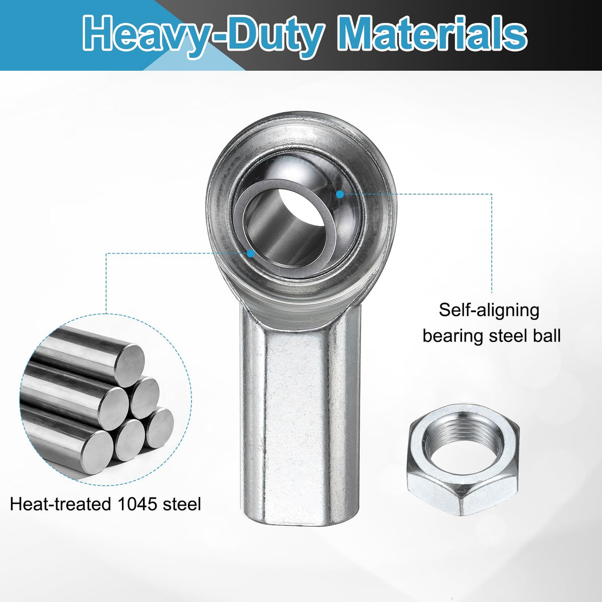 uxcell 2Pcs CF12 Rod End Bearing 3/4" Bore,RH 3/4-16 UNF Female,1045 Steel