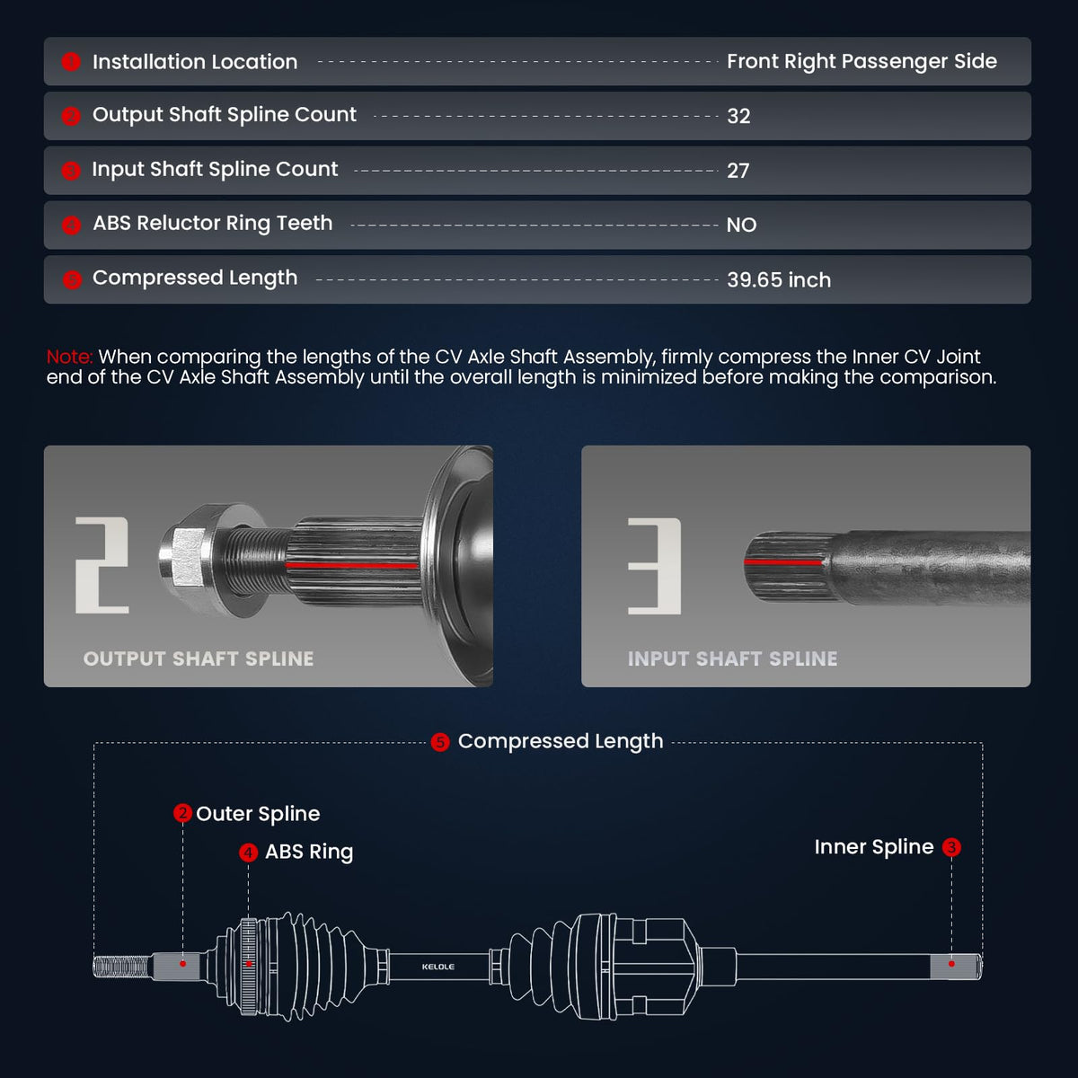 KELOKE CV Axle Shaft Assembly Compatible with 2019-2023 Nissan Altima