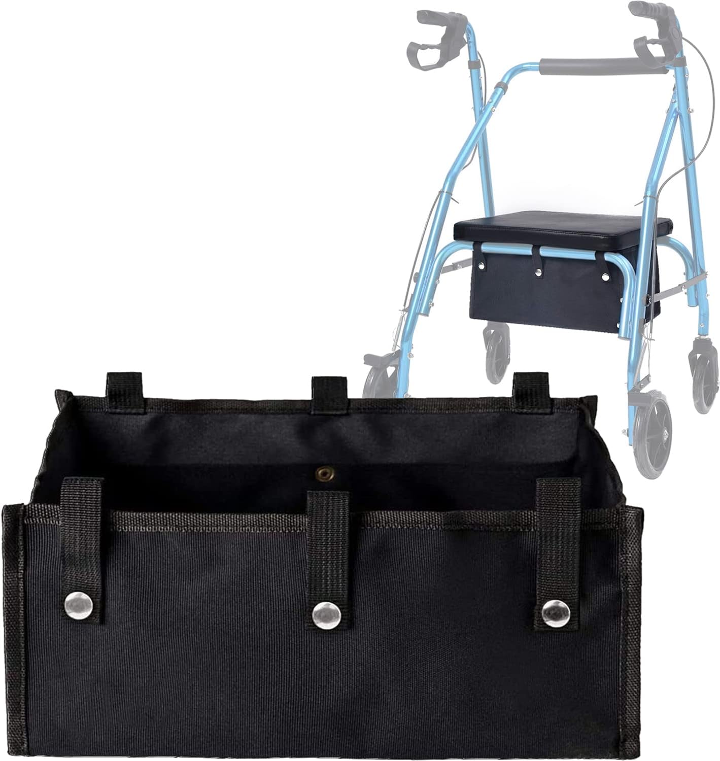Large Rollator Walker Basket, Under Seat Rollator Bag, Walker Basket for Four Wheel Rollator, Reusable Basket Carry