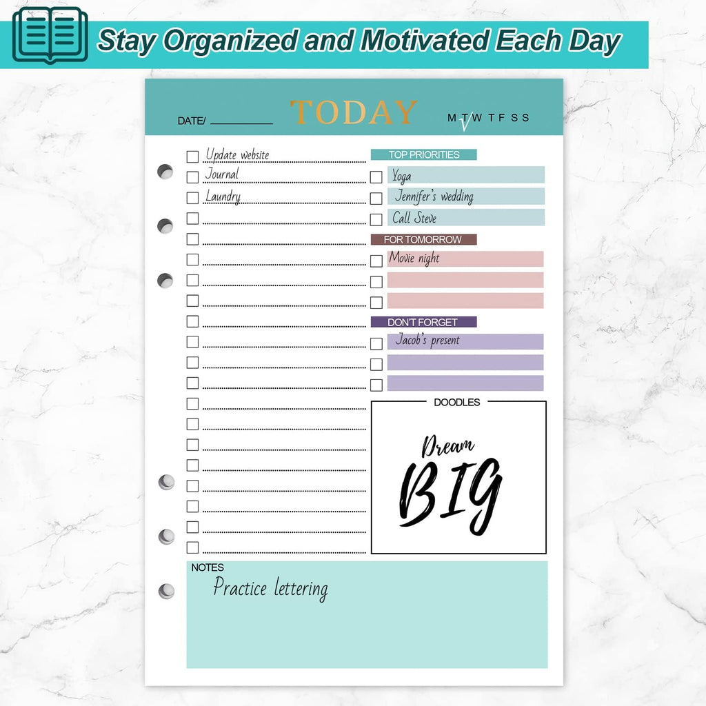 A5 Refill Paper Planner Inserts, 3 Pack 6 Holes Loose Leaf Refill Paper, 300 Pages Budget Planner Binder Inserts