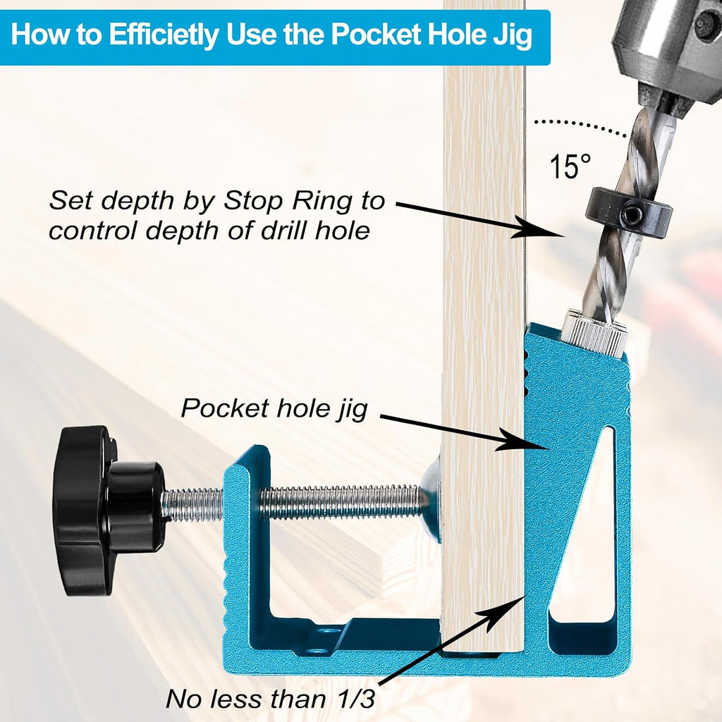 Pocket Hole Jig Kit Dowel Drill Joinery Screw Kit Carpenters Wood Woodwork Guides Joint Angle Tool All-In-One Drill