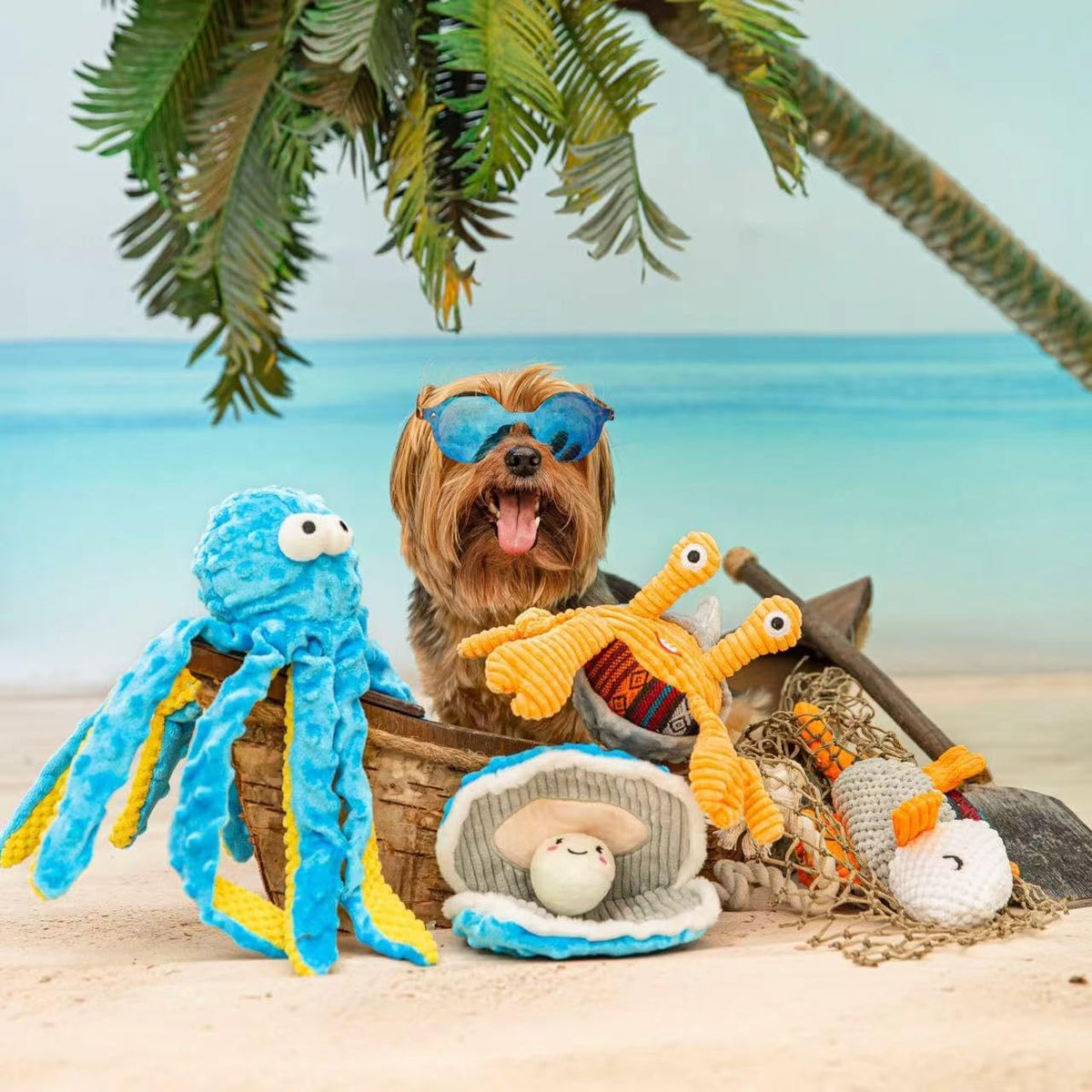 4 Packs Crinkle Squeaky Dog Toys for Aggressive Chewers, Tough Durable Stuffed Plush Rope Tug Puppy Chew Toy for