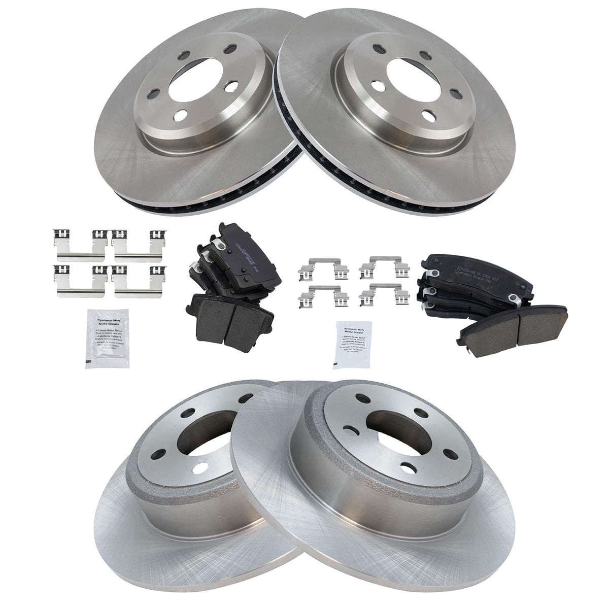 Front and Rear Brake Pad & Rotor Kit Ceramic