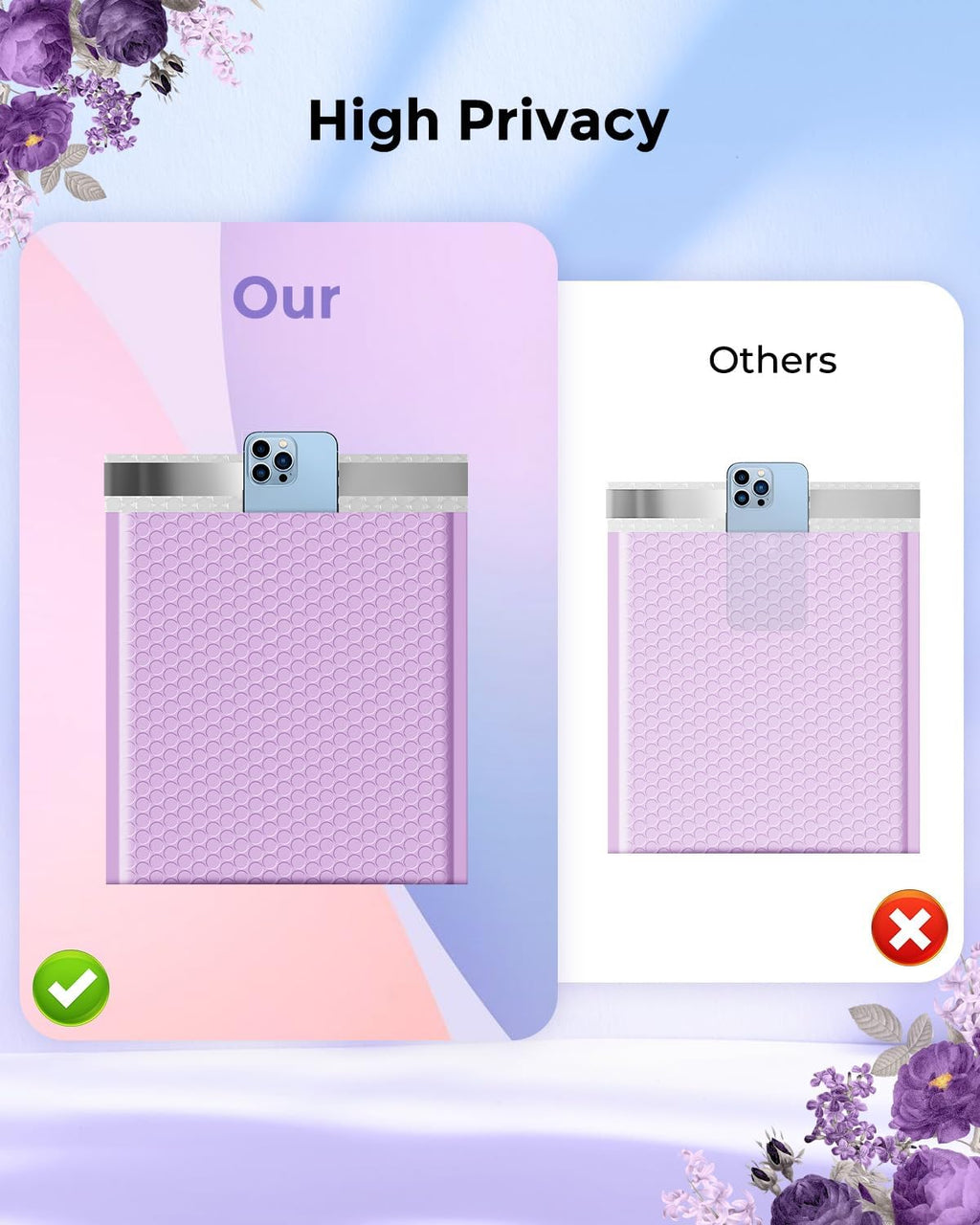 Bubble Mailer 8.5x12" 40 Pack Lavender Waterproof Padded Envelopes