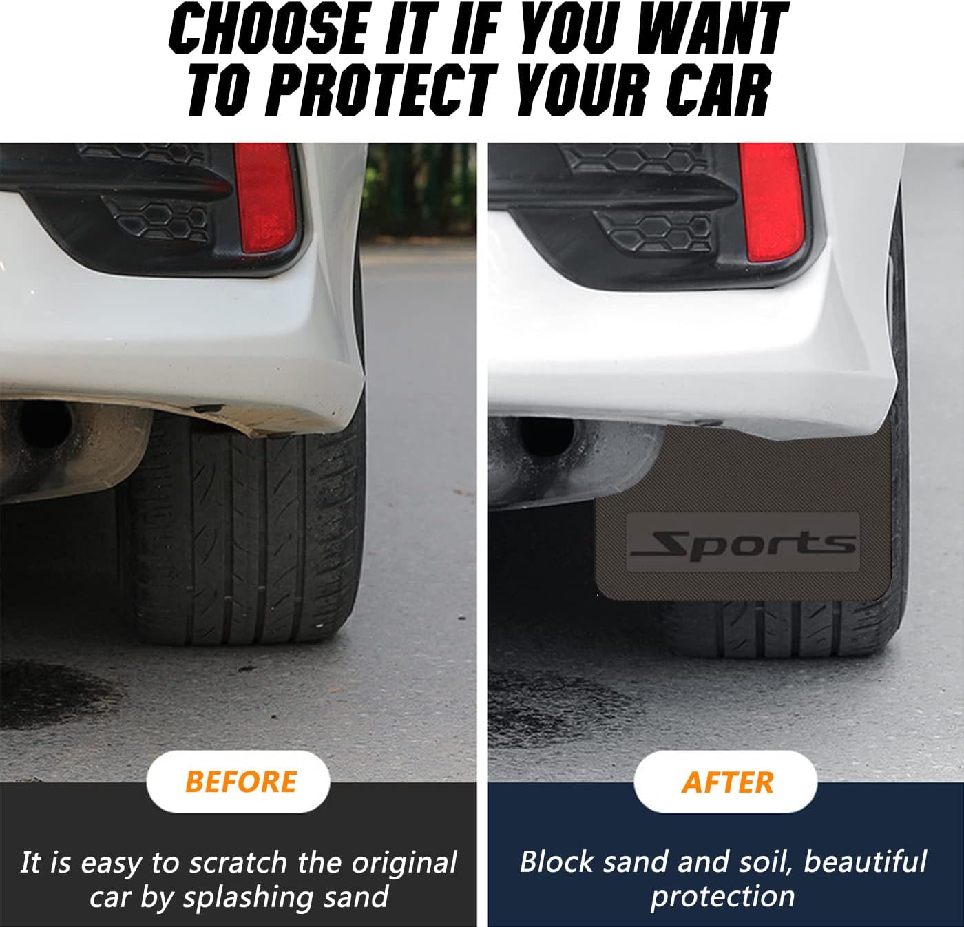 Standard Size Universal Soft Glue Heavy Duty Splash Guards Mud Flaps Fenders - Dirt/Slush Protection,4 Pcs Front/Rear