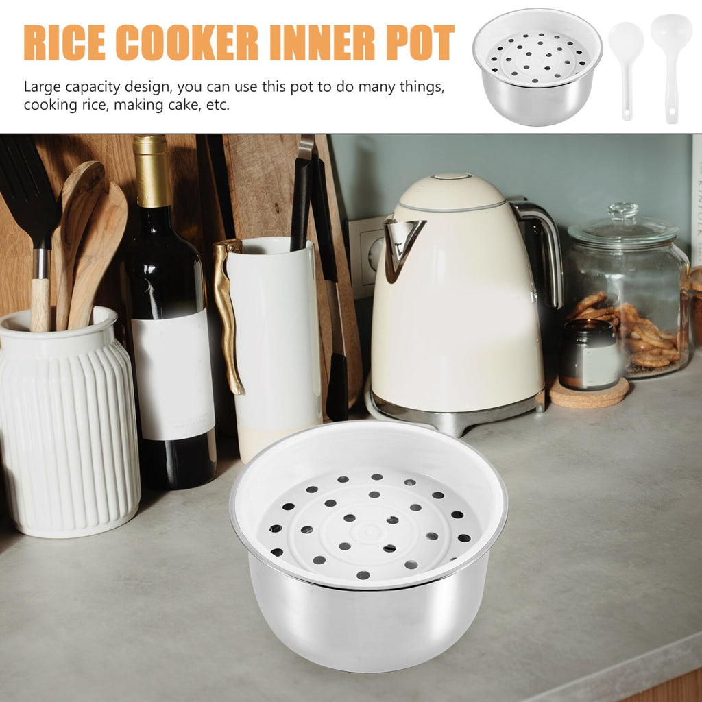 Hemoton Rice Cooker Inner Pot Replacement 3L Silver