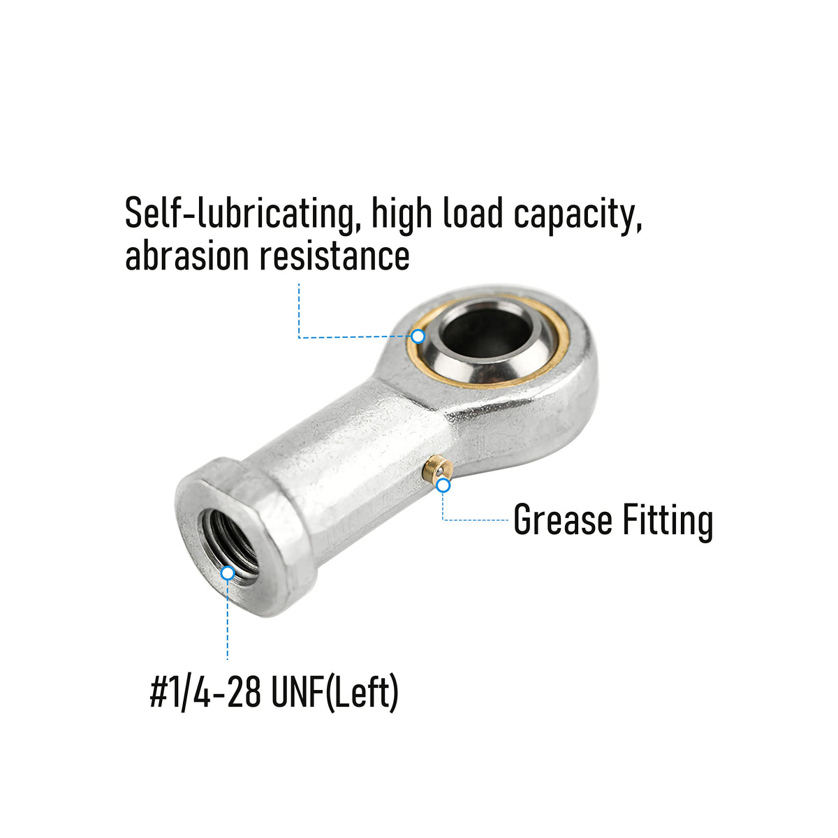 FOCMKEAS 2 PCS PHSB4L Spherical Rod End Bearings, 1/4" Bore, Left Hand