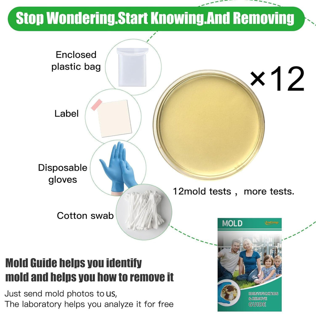 Mold Test Kit for Home Within 12 Individual Tests,DIY Detector at Home, Surface Mold,HVAC,Indoor Air Quality Testing