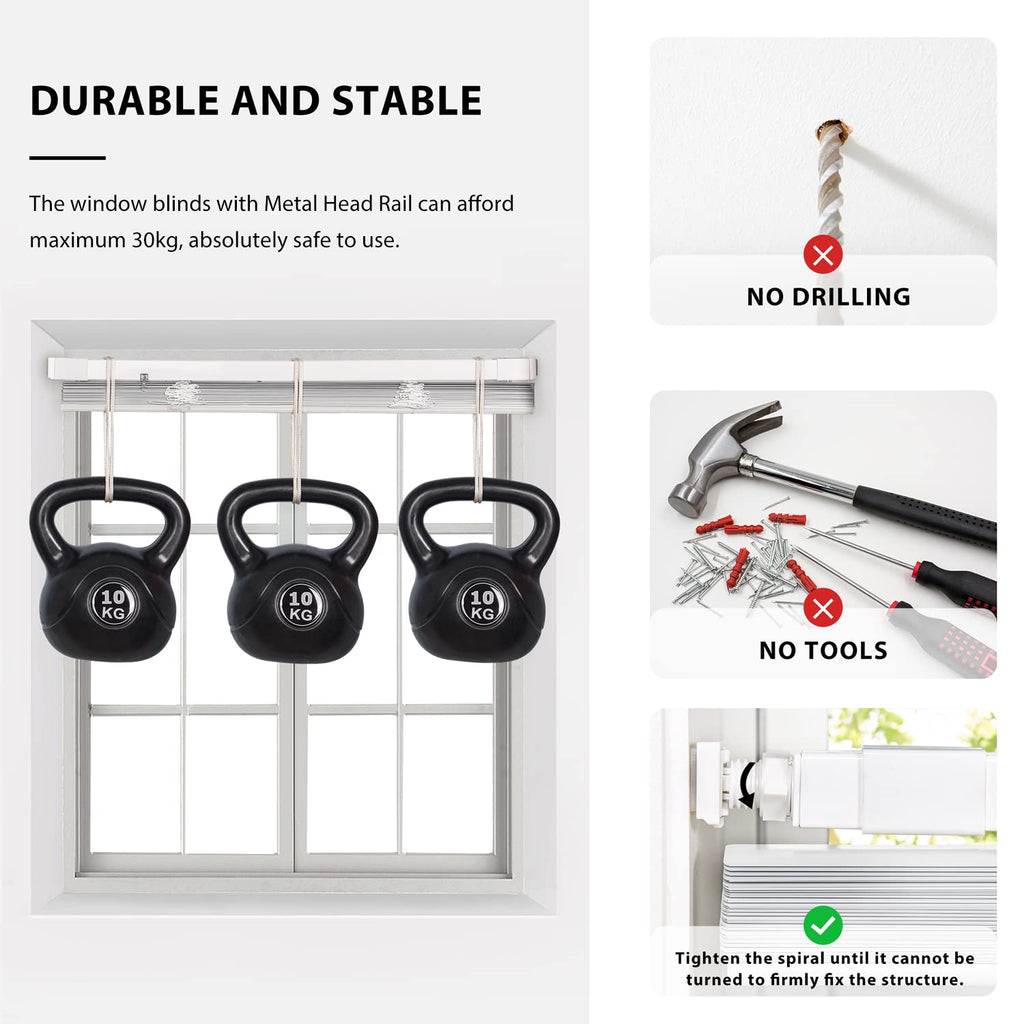 No Drill 1" Vinyl Mini Blinds, 47" W x 64" H, White