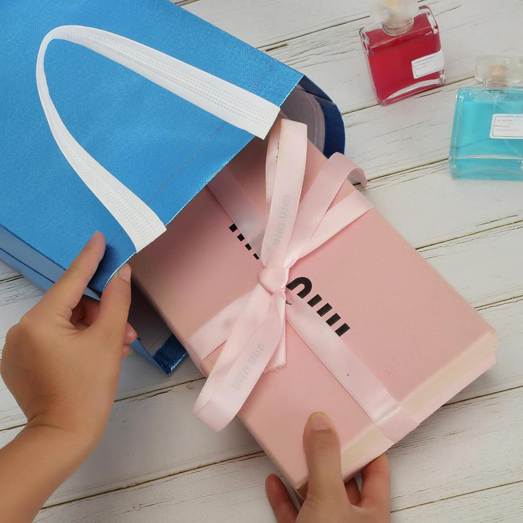 40 Pack Reusable Gift Bags with Handle, 10 x 8 x 4 Inch, Light Blue