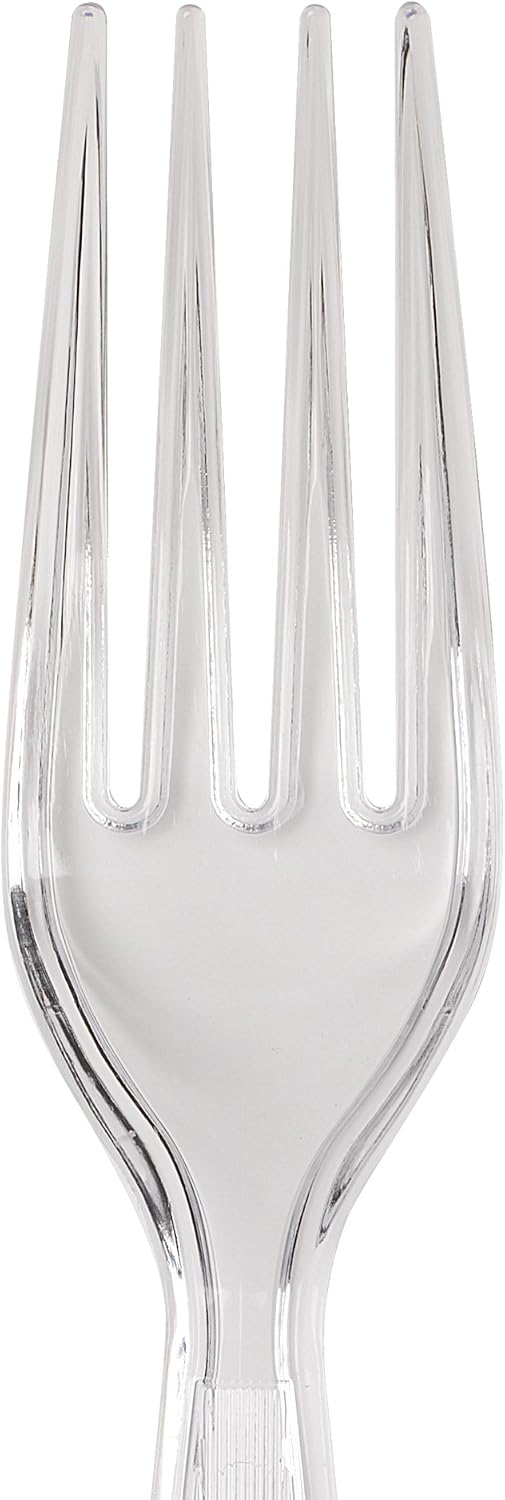 Dixie 7.13" Heavy-Weight Polystyrene Plastic Forks By GP PRO, Clear, 1000 Count, FH017