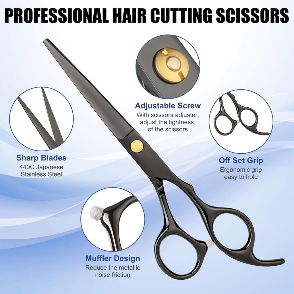 Hair Cutting Scissors Shears Kits, Professional Haircut Scissors Set with Thinning Shears, Stainless Steel Barber