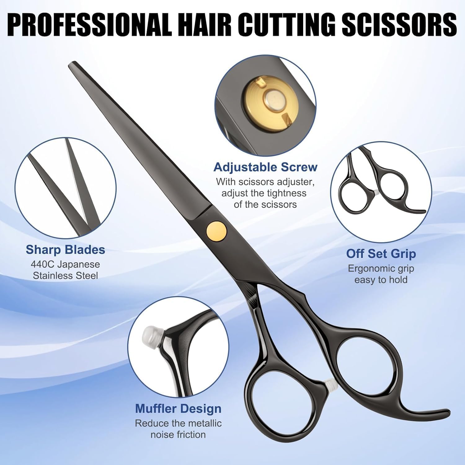 Hair Cutting Scissors Shears Kits, Professional Haircut Scissors Set with Thinning Shears, Stainless Steel Barber