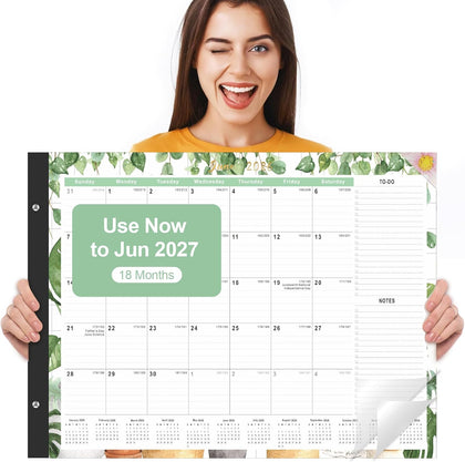 Desk Calendar 2026-2027 - 18 Month Large Desk Calendar 2026, Use Now to Jun 2027, 22" x 17" Desktop Pad Calendar