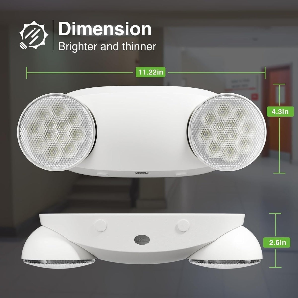 FREELICHT 4 Pack Emergency Lights for Business, Round Heads, 90min Battery