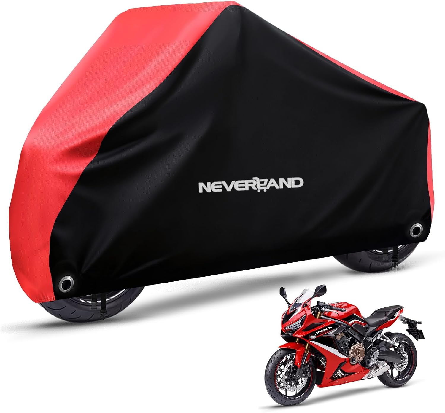 Motorcycle Cover Waterproof Outdoor Heavy Duty with 2 Lock-Holes | All Season Scooter Cover Rain UV Protection, 2