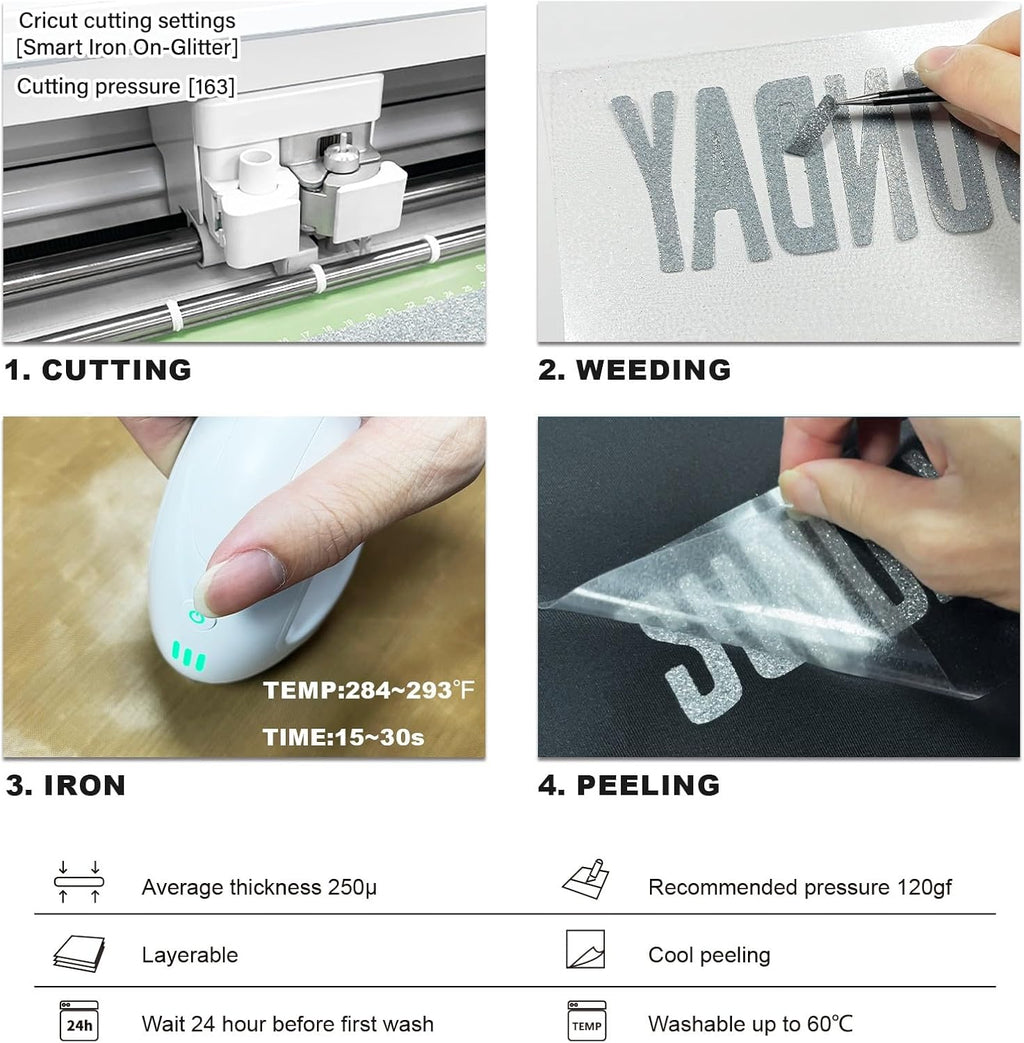 10 Pack Glitter HTV 12'' x 10'' Heat Transfer Vinyl Bundle,Iron on Vinyl for T-Shirts. Bags. Heat Transfer Vinyl for
