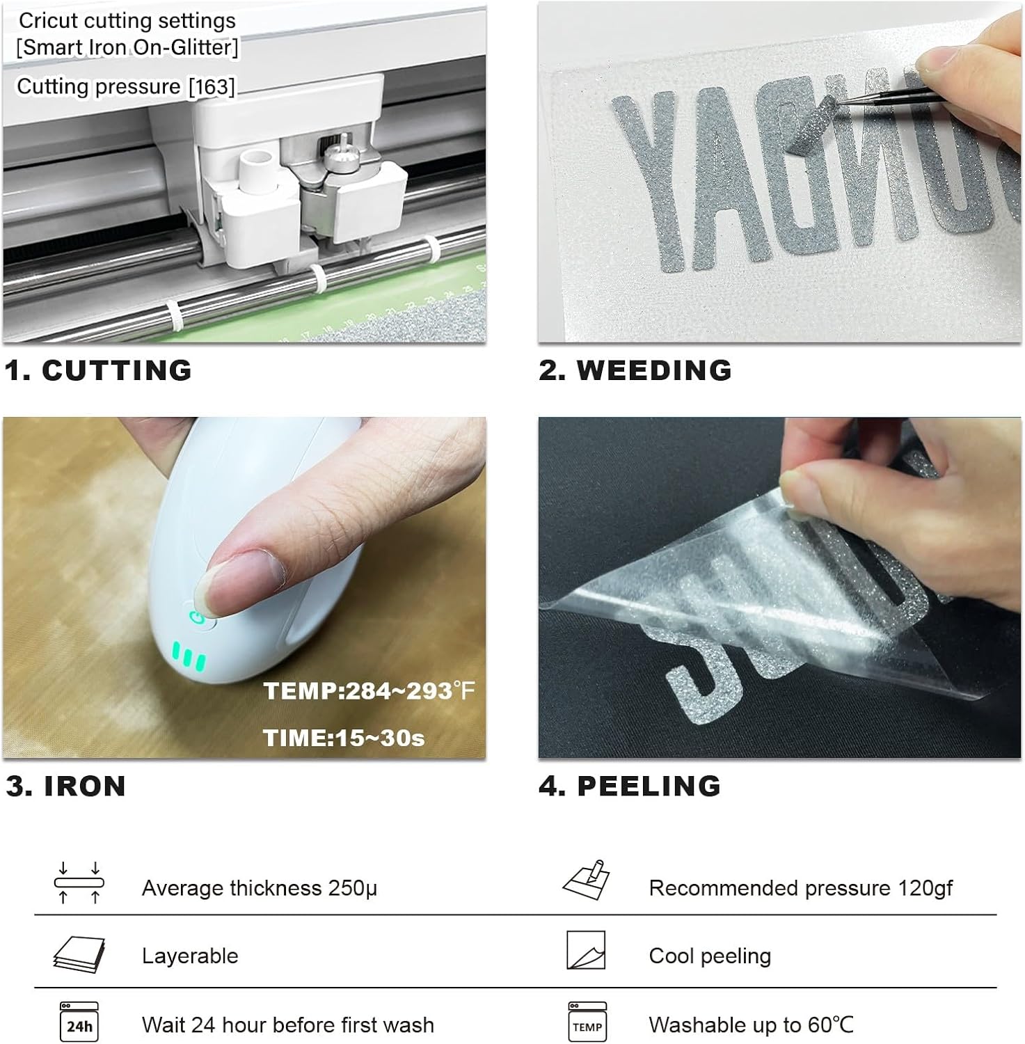 10 Pack Glitter HTV 12'' x 10'' Heat Transfer Vinyl Bundle,Iron on Vinyl for T-Shirts. Bags. Heat Transfer Vinyl for