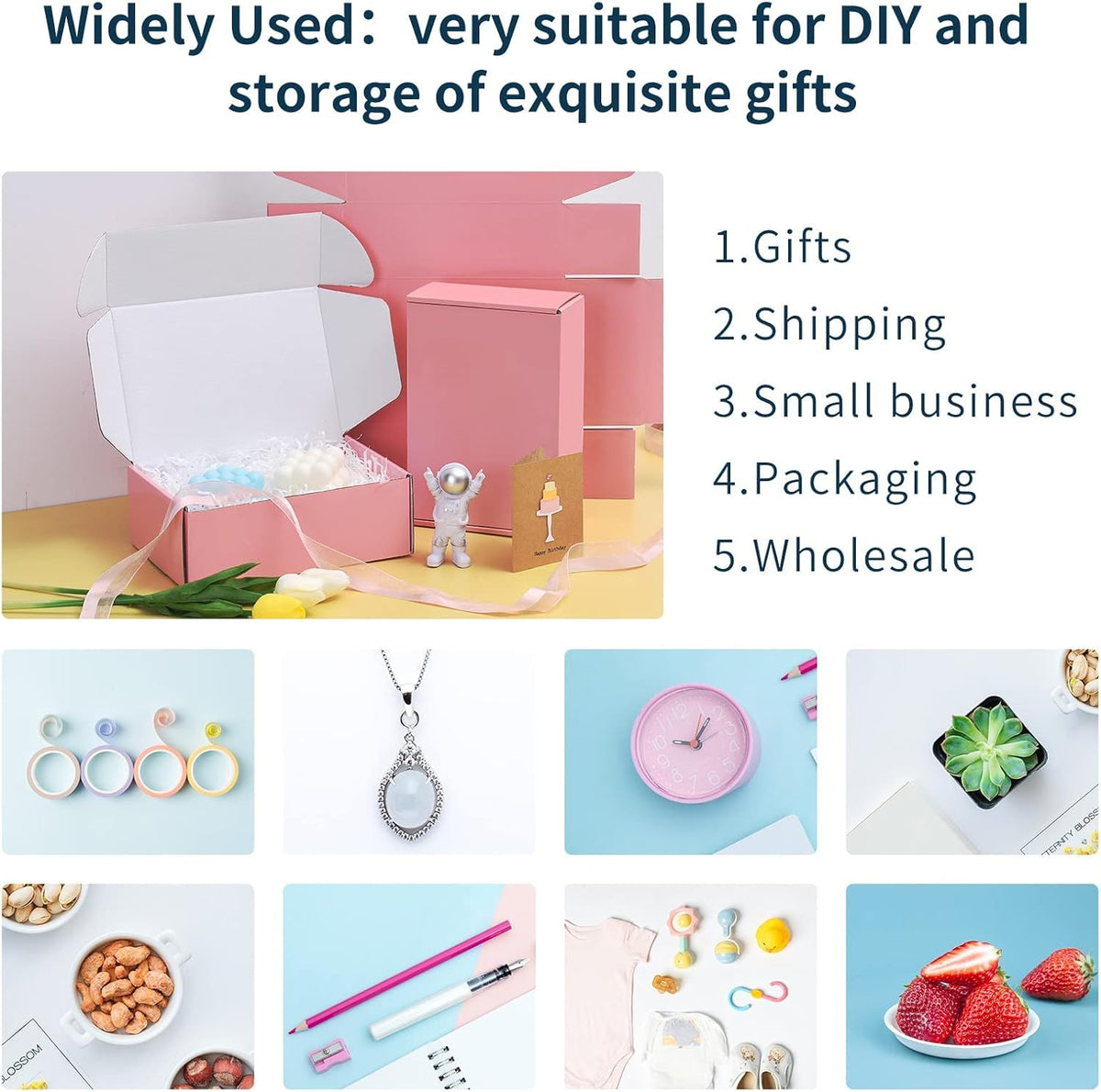 28 Pack 10x8x3 inches Pink Shipping Boxes for Small Business, Small Corrugated Cardboard Gift Box for