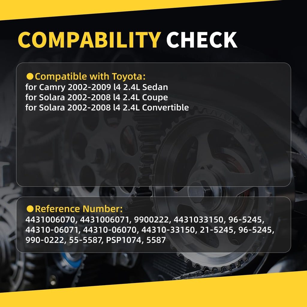 New Power Steering Pump Compatible with Toyota Camry 2002-2009 l4 2.4L Sedan, Solara 2002 2003 2004 2005 2006 2007 2008 l4 2.4L Coupe/Convertible Replace # 21-5245, 96-5245