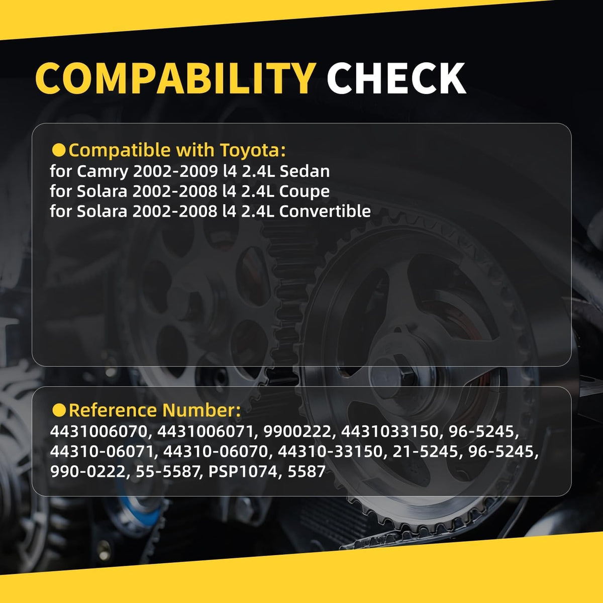 New Power Steering Pump Compatible with Toyota Camry 2002-2009 l4 2.4L Sedan, Solara 2002 2003 2004 2005 2006 2007 2008 l4 2.4L Coupe/Convertible Replace # 21-5245, 96-5245