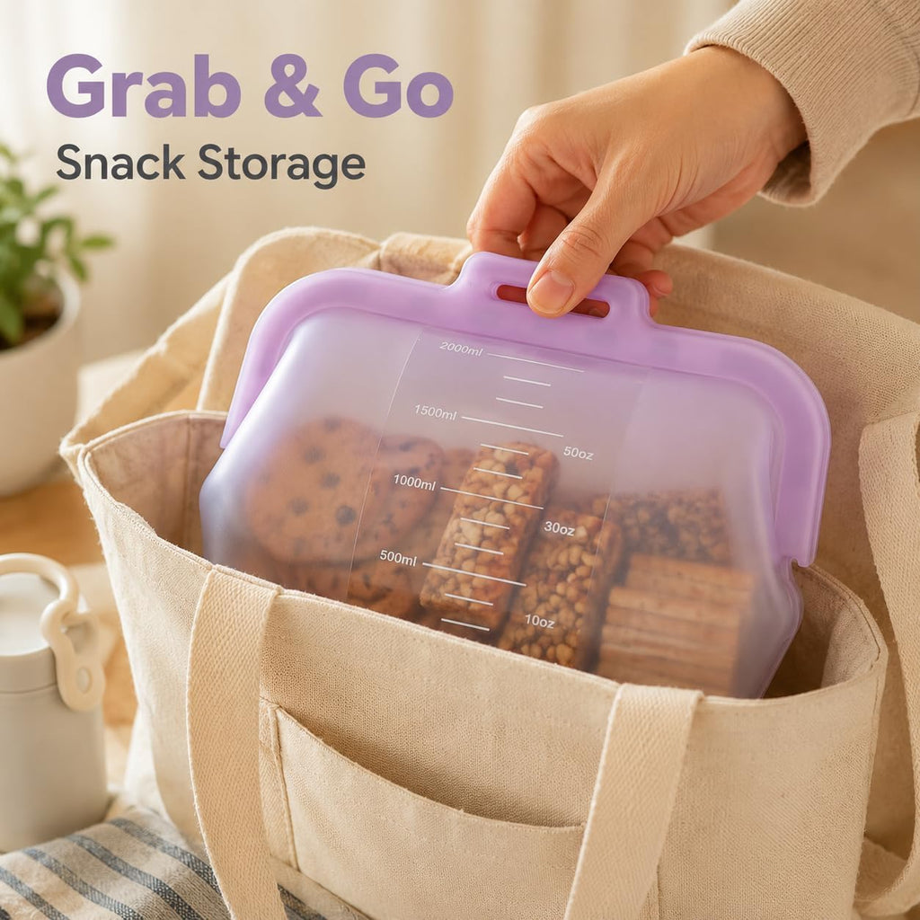 Magnetic Fast Seal Reusable Silicone Food Storage Bag, 68 oz