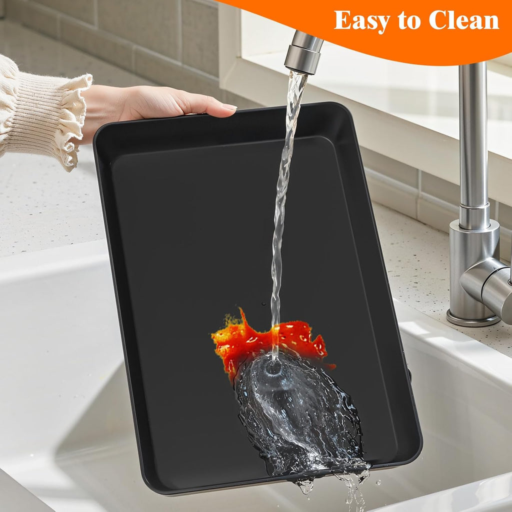 4-Pack Serving Tray Set, Reusable Plastic Serving Platter for Party Supplies, Entertaining, Grilling Accessories