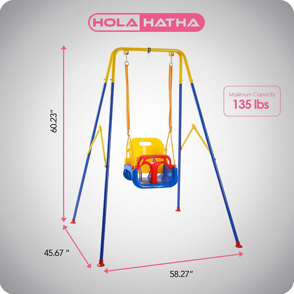 3 in 1 Toddler Swing Set, Infant Backyard Play, Includes 4 Sandbags, Adjustable Rope & Removable Baby Seat