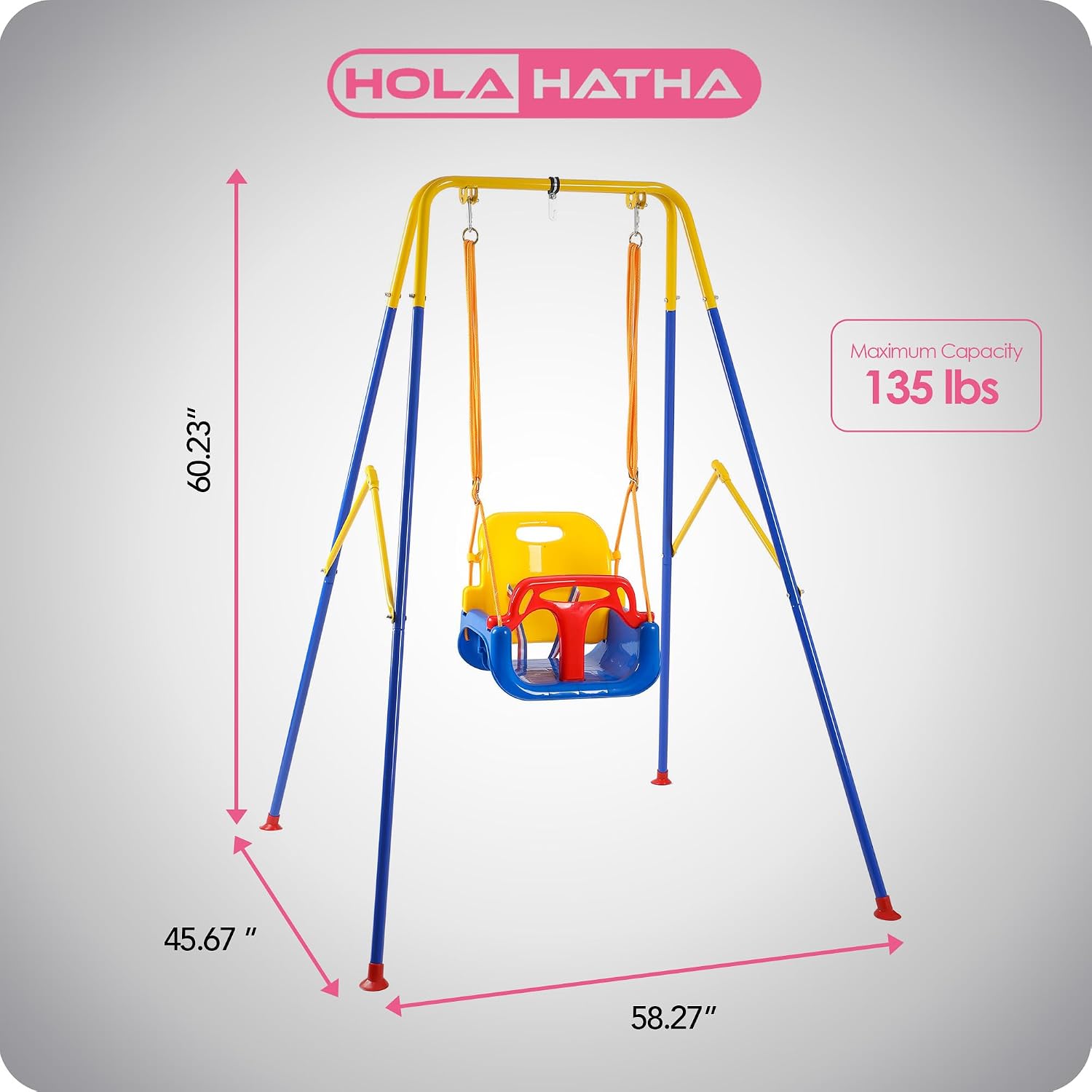 3 in 1 Toddler Swing Set, Infant Backyard Play, Includes 4 Sandbags, Adjustable Rope & Removable Baby Seat
