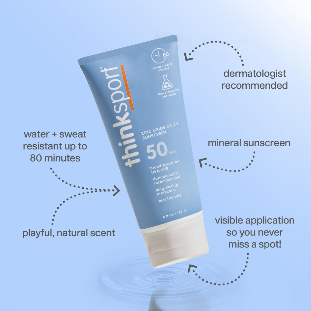 sport Mineral Sunscreen SPF 50+ Zinc Oxide, Water Resistant, 6 Fl Oz