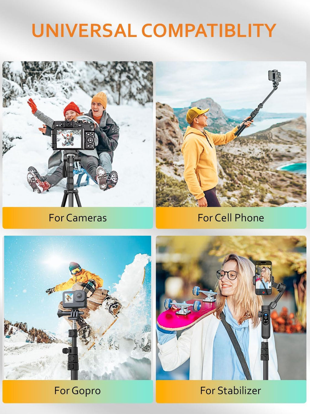 1.7M Complete Camera Tripod for Smartphones Camera Gimbal Stabilizers w/ 0.44m ~1.7m Aluminum Alloy Lighting Stand(T20)