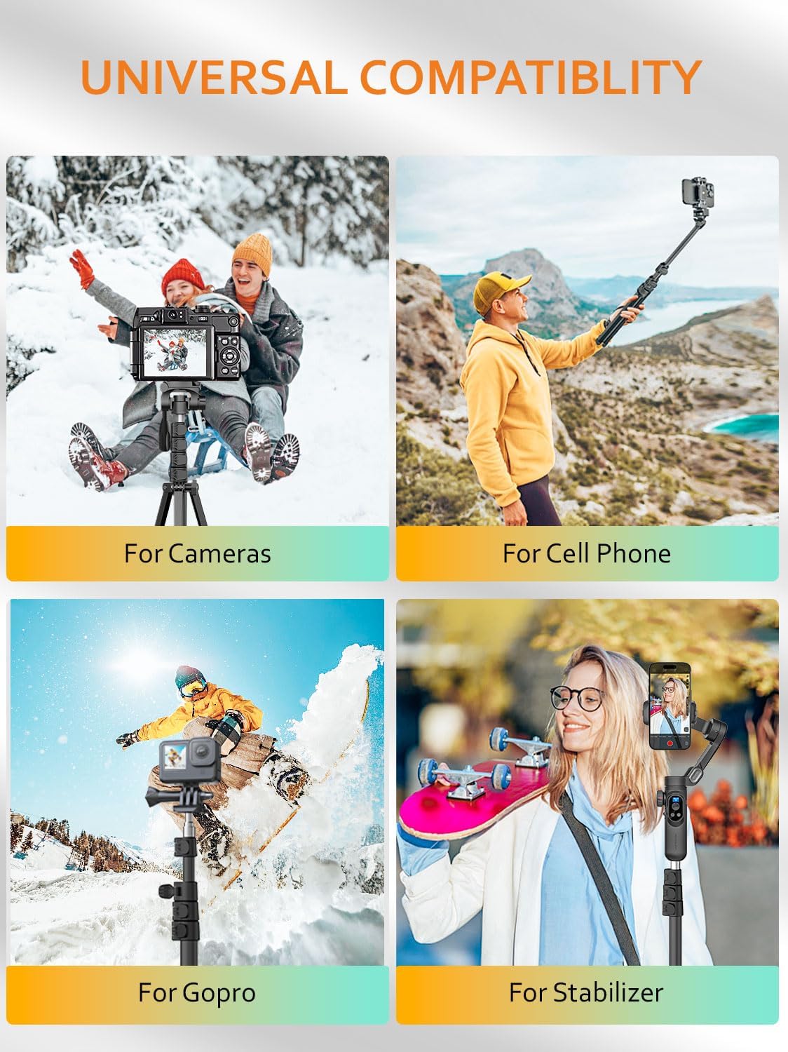 1.7M Complete Camera Tripod for Smartphones Camera Gimbal Stabilizers w/ 0.44m ~1.7m Aluminum Alloy Lighting Stand(T20)