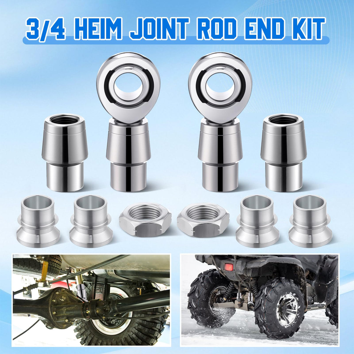 8 Pcs 3/4 Heim Joints Rod End Kit Right and Left Thread 0.75 Chromoly
