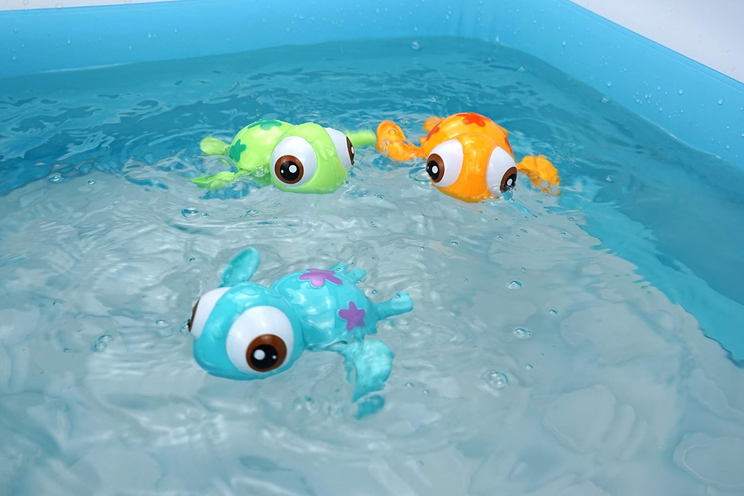 Wind-up Swimming Sea Turtles Bath Toy, No Battery Mold-Free Anti-Rust Interactive Montessori Toy for Kids 18M+ (Blue)