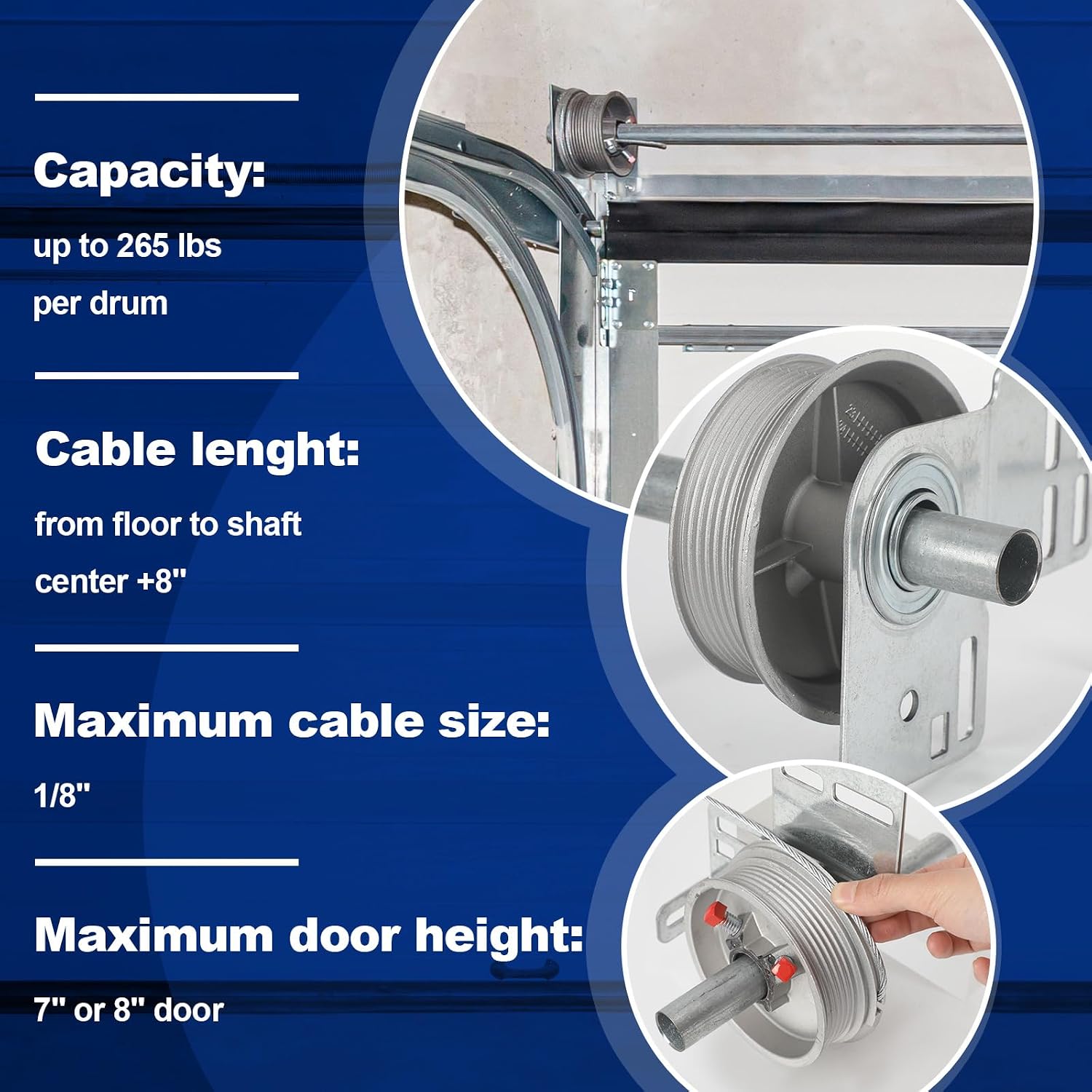 Garage Door Torsion Spring Kit for 7 Feet High Garage Doors Includes Cable Rollers, Cables, Brackets and Hardware