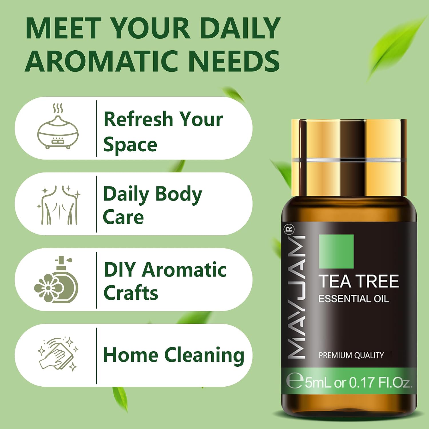 Tea Tree 20 Pcs Pure Essential Oil Gift Set, for Diffuser, Humidifiers, Skin Care, Massage, Fragrance Oil Scent for