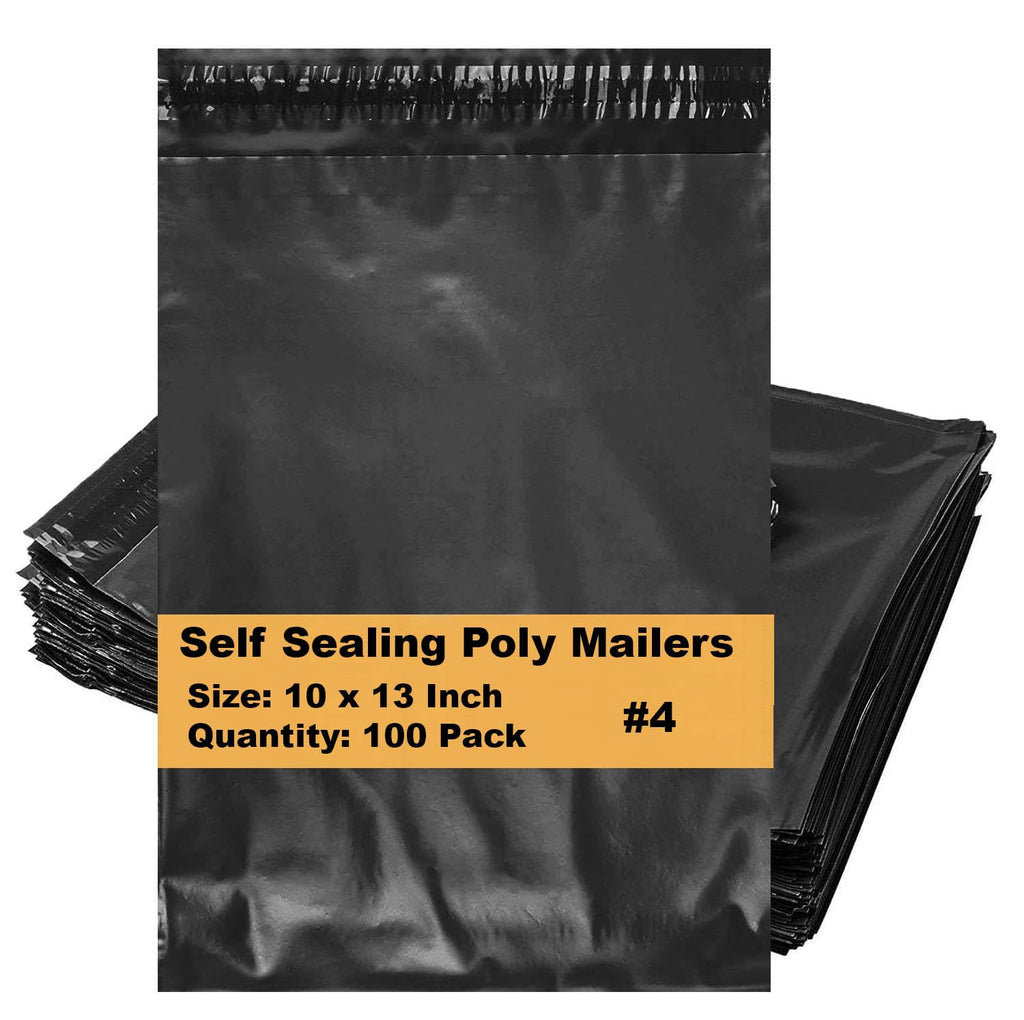 Poly Mailers 10 x 13 Inch Black Shipping Bags, 100-Pack