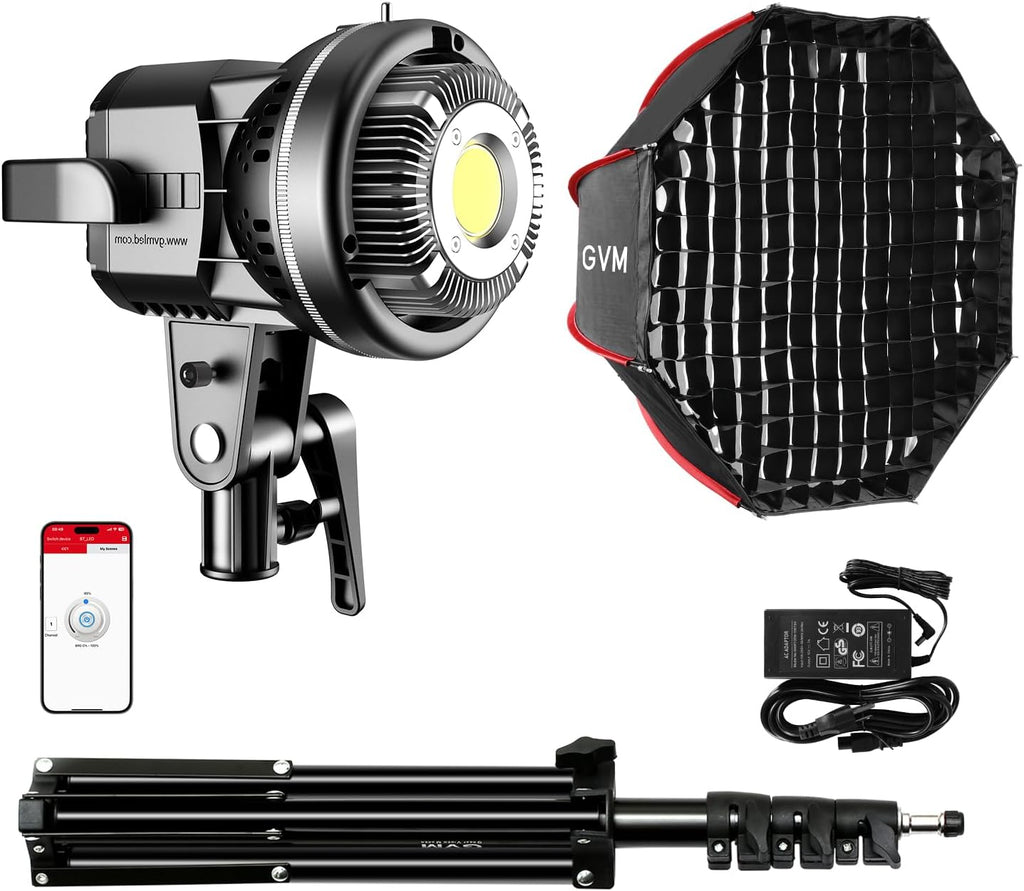 GVM 80W Video Light, Studio Lights for Photography, Softbox Lighting Kit with Bowens Mount, CRI97+ 5600K Colour
