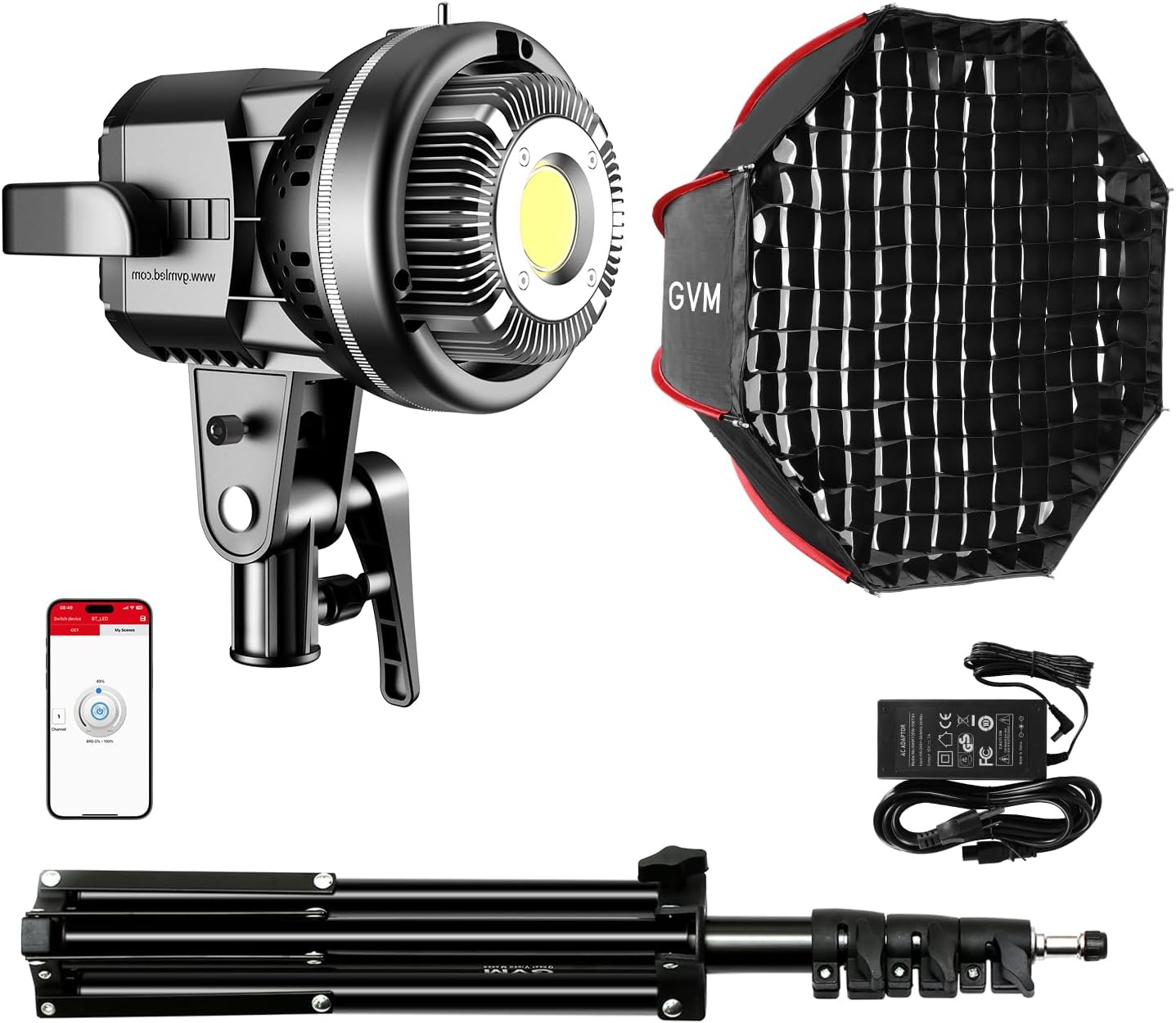 GVM 80W Video Light, Studio Lights for Photography, Softbox Lighting Kit with Bowens Mount, CRI97+ 5600K Colour