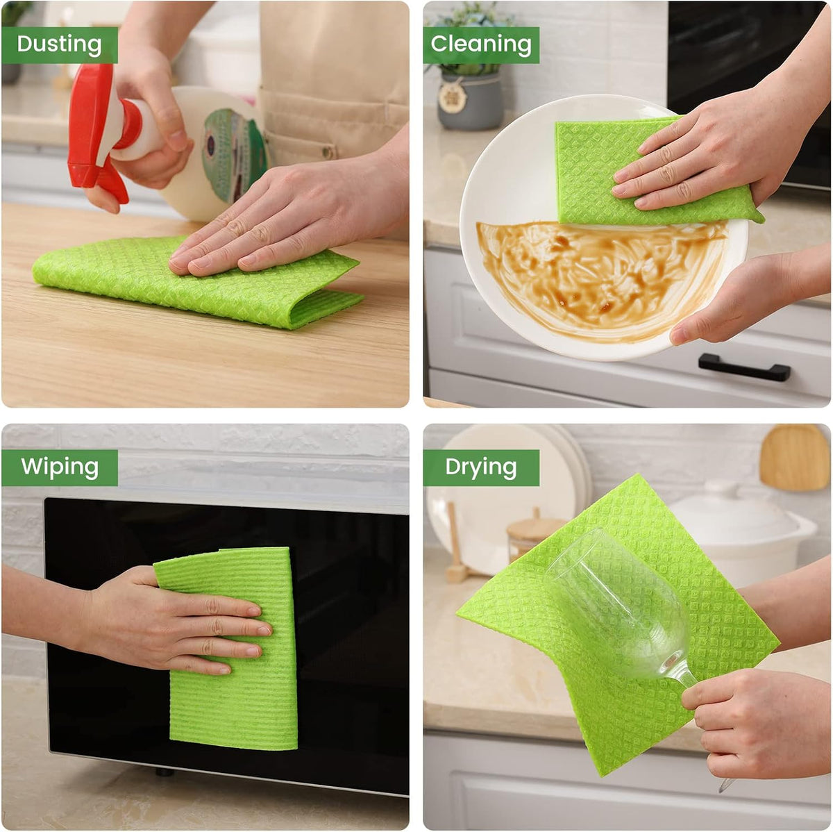 Swedish Dishcloths for Kitchen, 10 Pack, Assorted