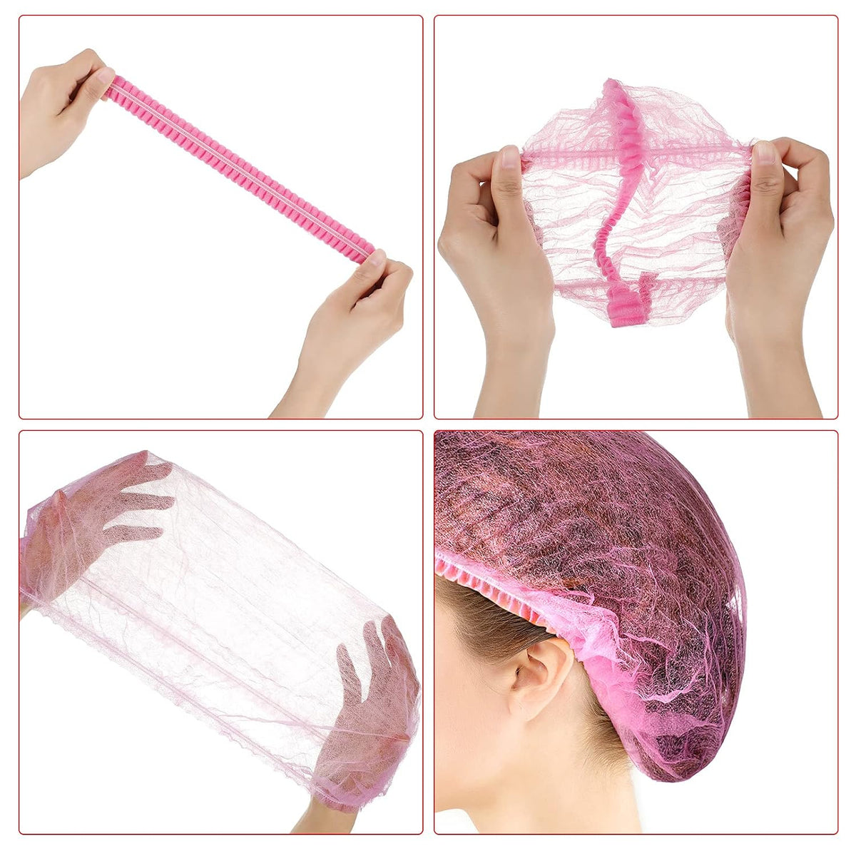 100 Pcs Disposable Hair Caps 21 Inch Bouffant Elastic