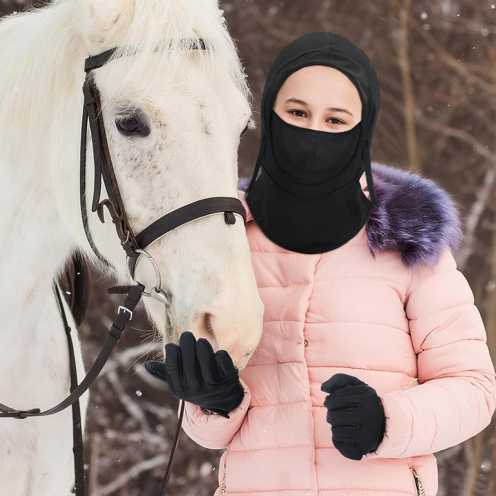 2 Pcs Equestrian Set Horse Riding Helmet Cover Touchscreen Gloves