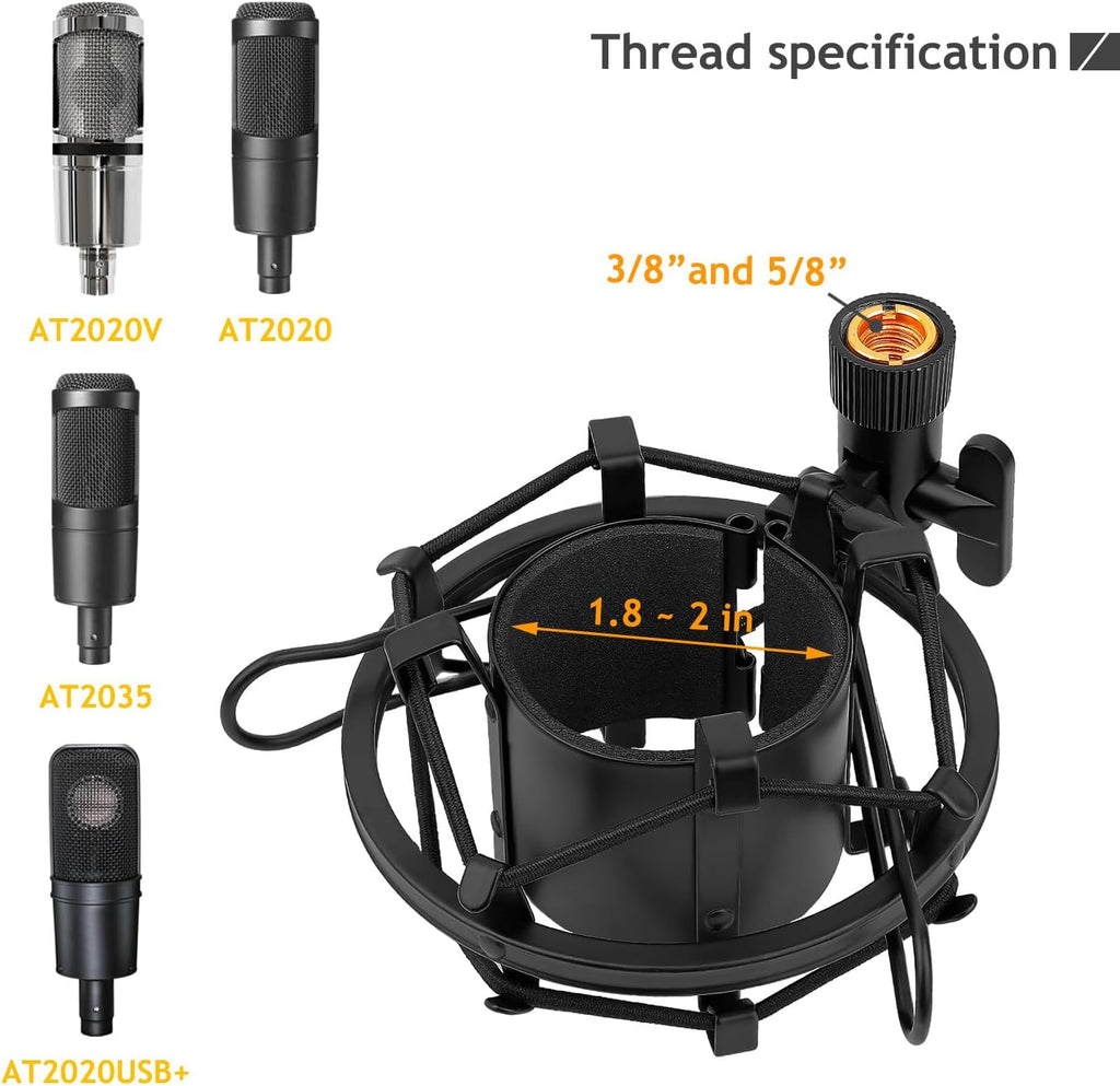 AT2020 Mic Stand with Shock Mount and Pop Filter, Suspension Scissor AT2020 Boom Arm Stand with Upgraded Heavy Duty