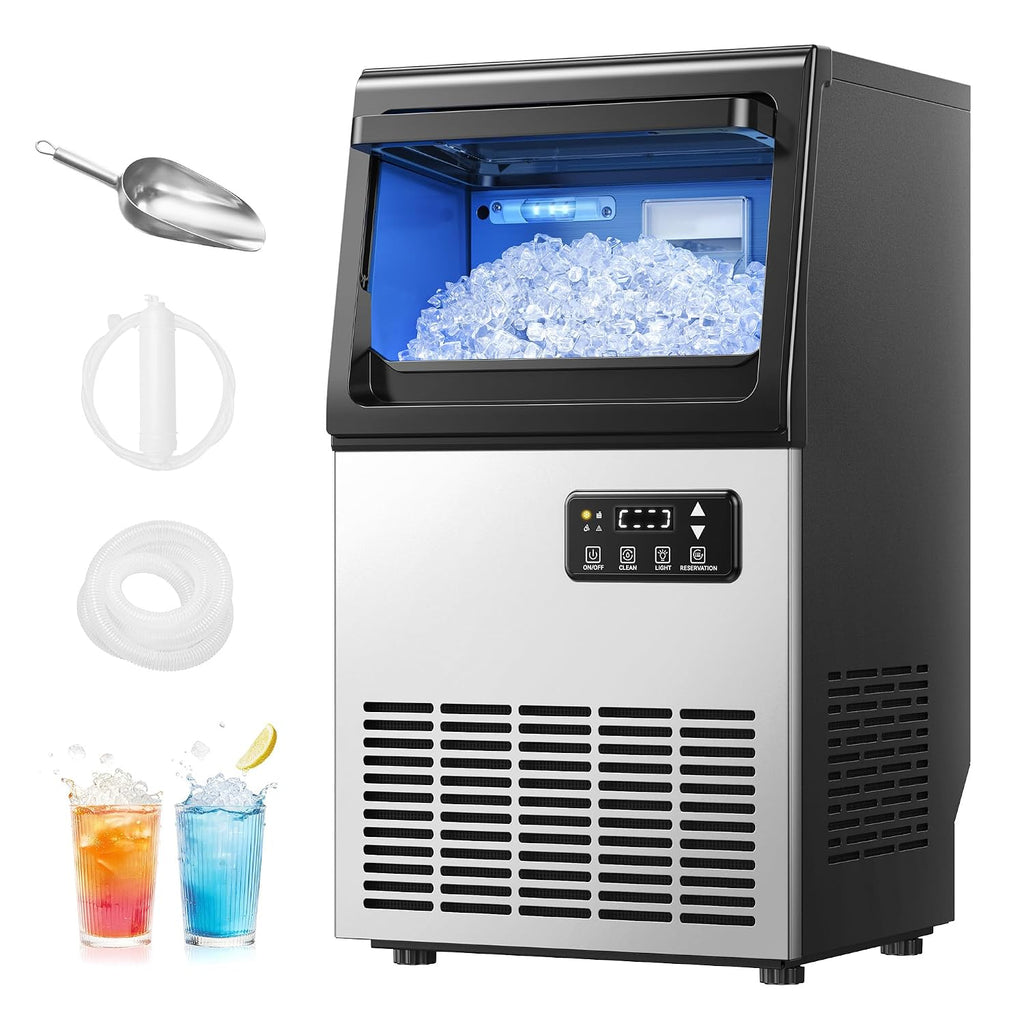 Nugget Ice Maker Machine, 80lbs/24H, Stainless Steel, 15lbs Bin
