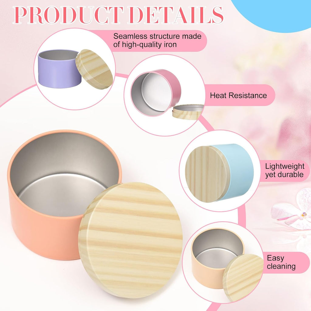 36 Pcs 8 oz Colorful Candle Tins Jars with Lids for Candle Making | Candle Container with Wood Grain Lids, DIY