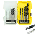 Brad Point Drill Bits Set, 13pcs for Woodworking, 1/4" Hex Shank 1/8" to 1/2" Wood Drill Bits for Hardwood, Plywood