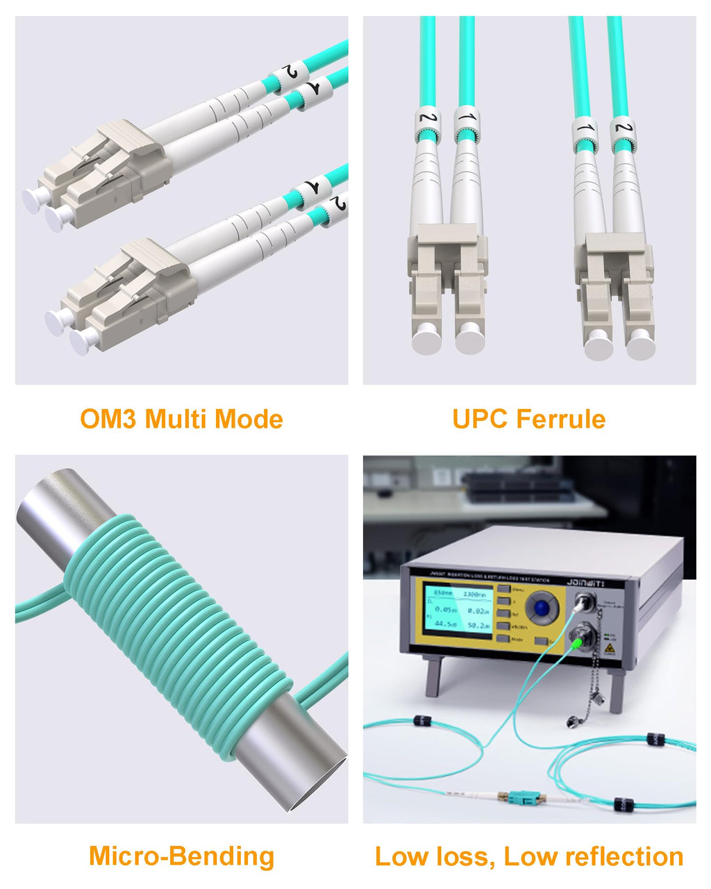 12 Pack 0.5M/1.6ft OM3 LC to LC Multimode Fiber Patch Cable